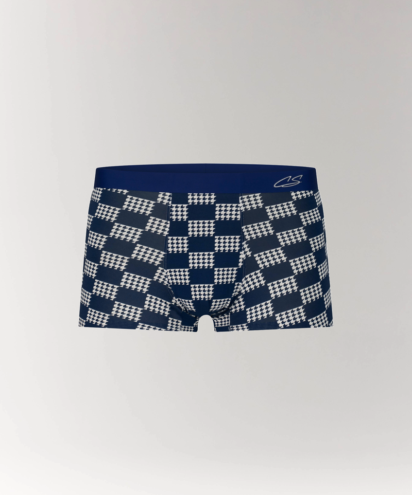 Grid Modal Trunk with geometric pattern in Blue.