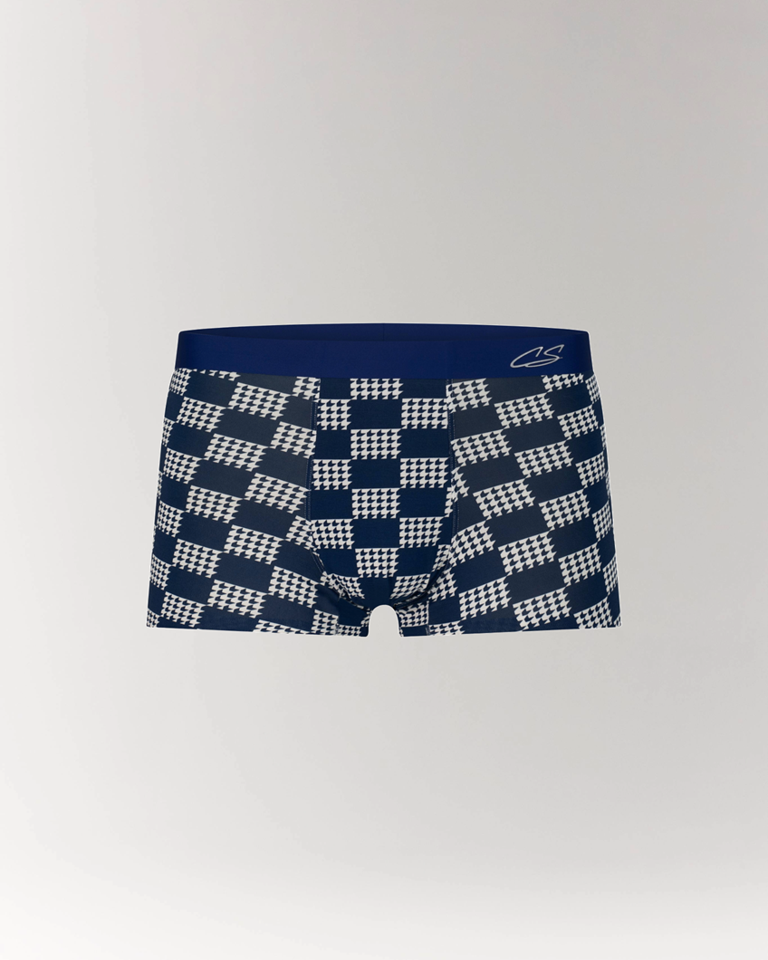 Grid Modal Trunk with geometric pattern in Blue.