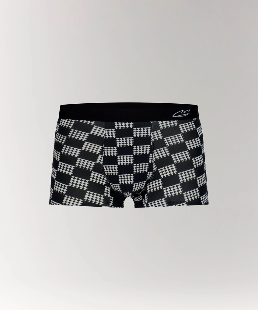 Grid Modal Trunk with geometric pattern in Black.