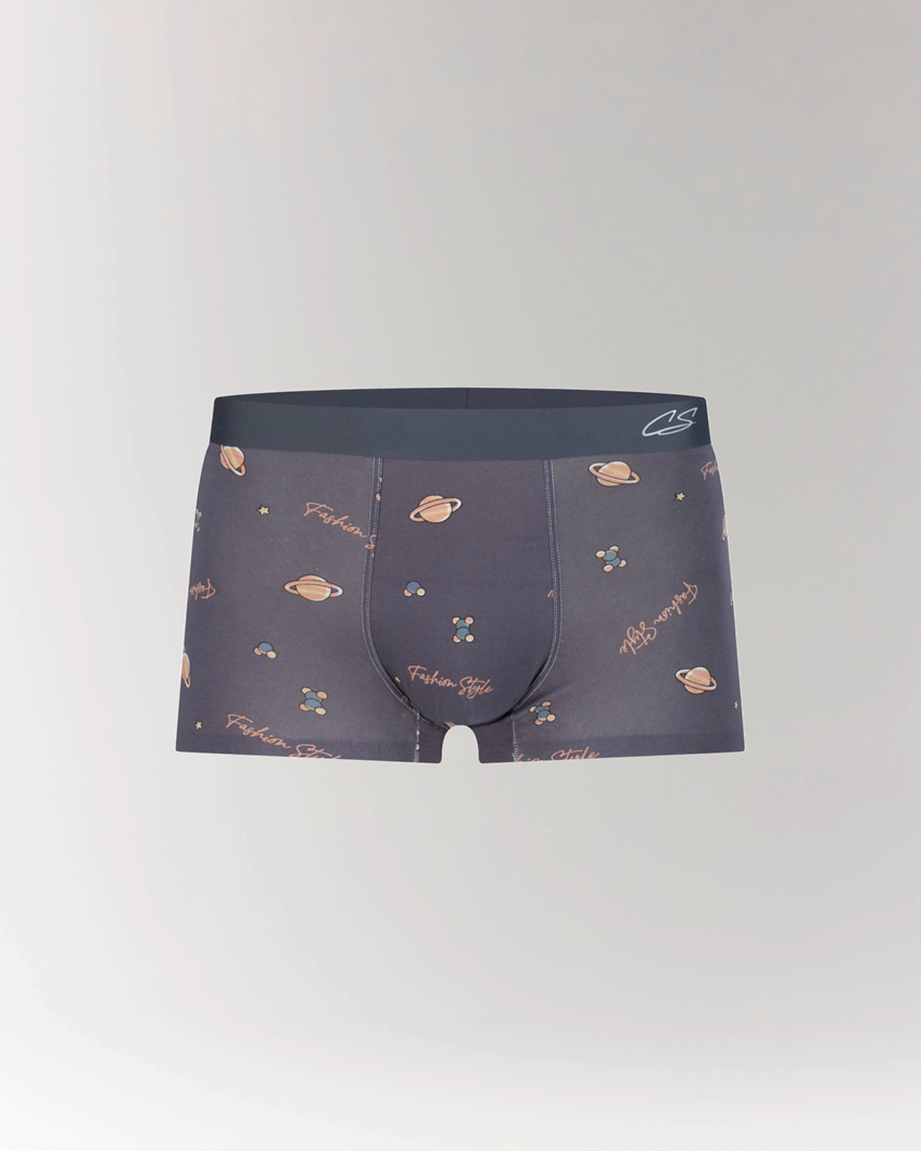 CottoSilk Galaxy Cotton Trunk in Grey with space-themed prints.