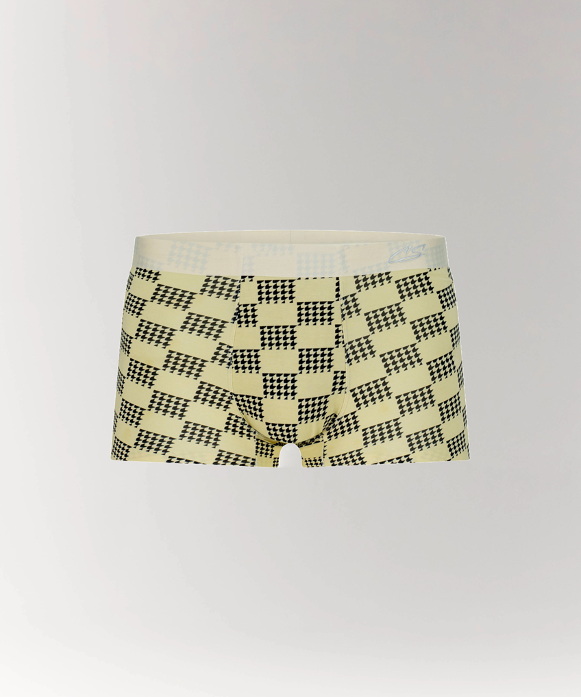 Grid Modal Trunk with geometric pattern in Beige.