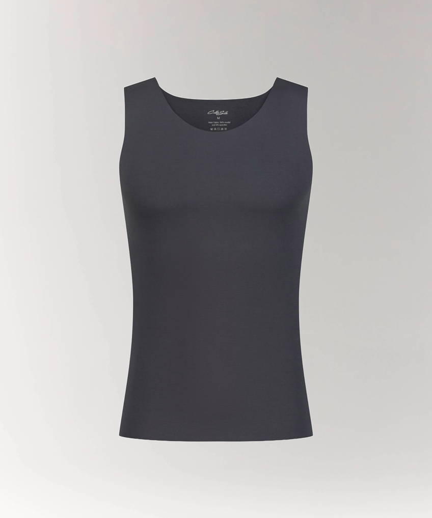Luxury Soft Modal Undershirt with V-neck in Dark Grey.