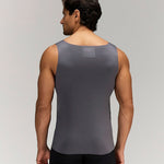 Back photo for a Model wearing Luxury Soft Modal Undershirt with V-neck in dark grey.