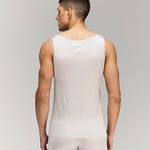 Back photo for a Model wearing Luxury Soft Modal Undershirt with V-neck in Grey.