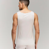 Back photo for a Model wearing Luxury Soft Modal Undershirt with V-neck in Grey.