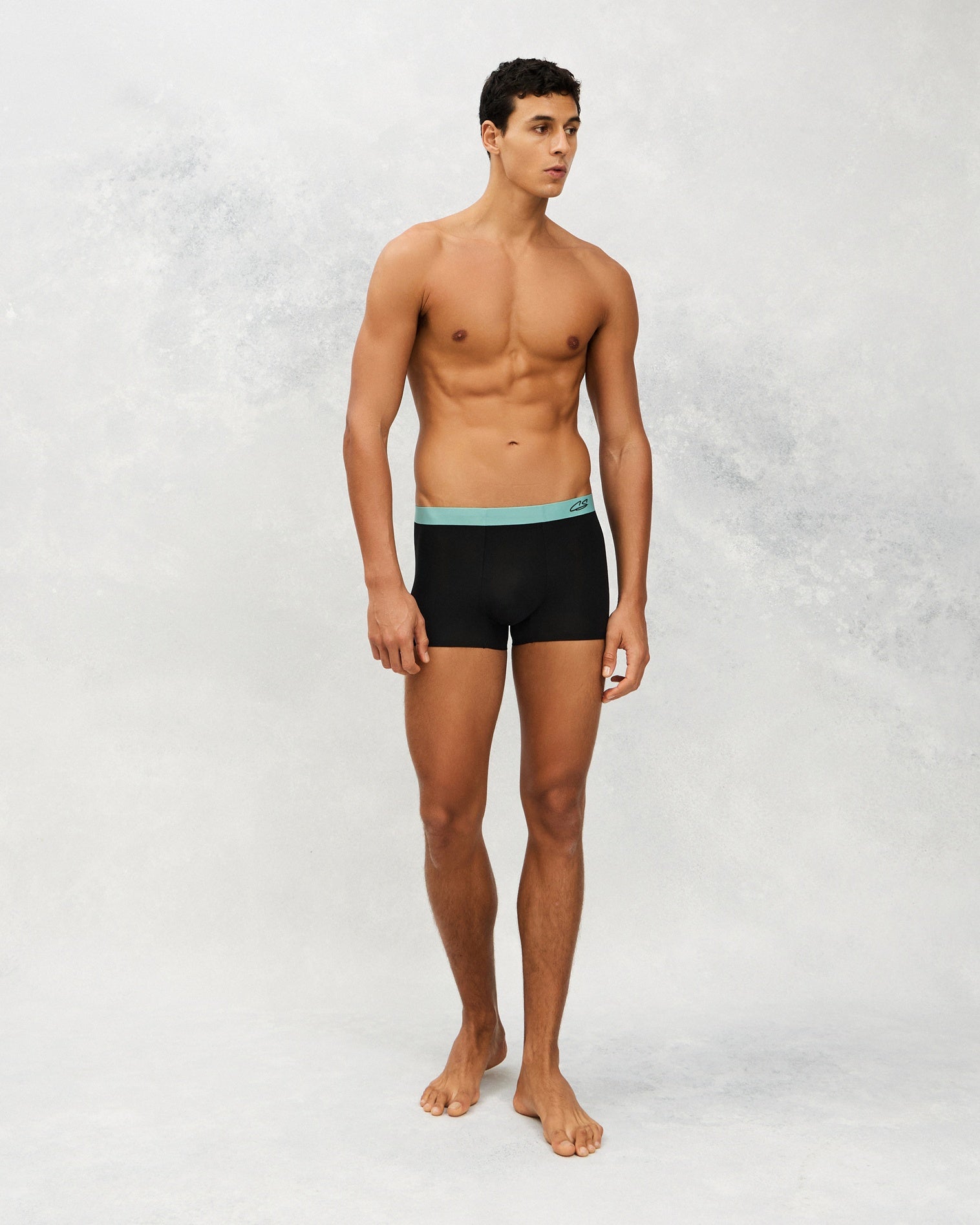 Front photo for a Model wearing Luxury Soft Modal Trunk in black.