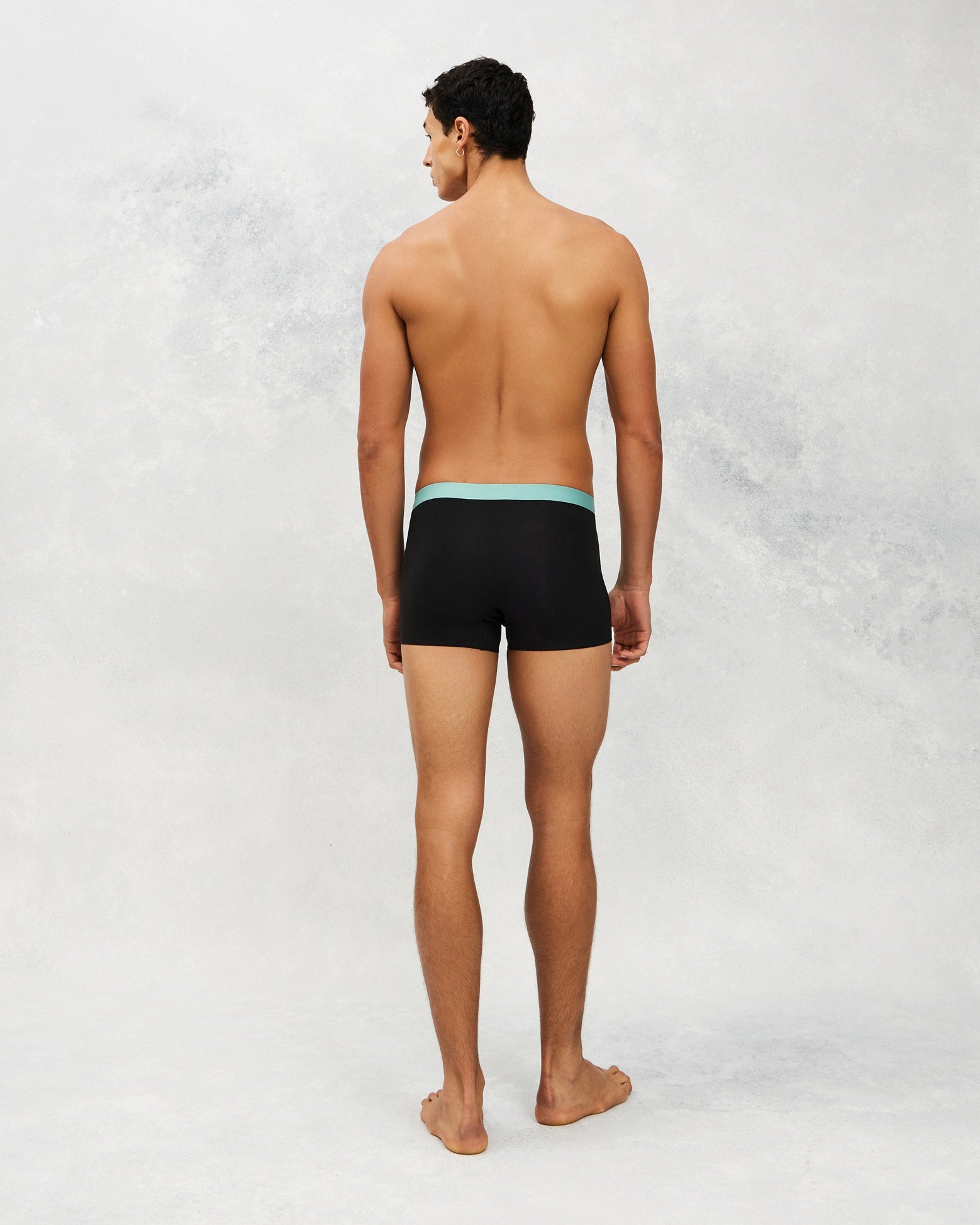 Back photo for a Model wearing Luxury Soft Modal Trunk in black.