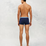 Back photo for a Model wearing Luxury Soft Modal Trunk in navy.