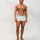 Front photo for a Model wearing CS Streak Modal Trunk in green.