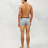 Back photo for a Model wearing CS Streak Modal Trunk in blue.