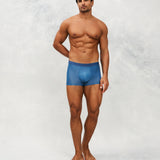 Front photo for a Model wearing Ultra Light Ice Tech Trunk in blue.
