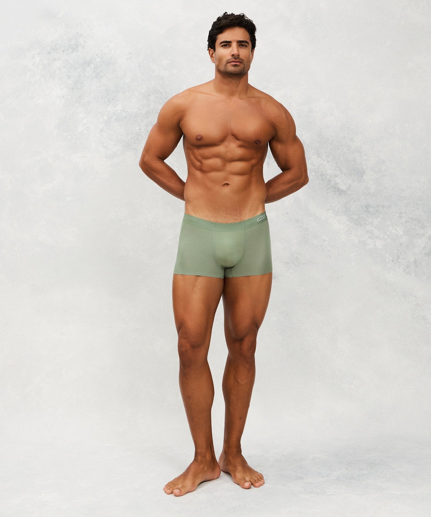 Front photo for a Model wearing Ultra Soft Modal Trunk in Green.