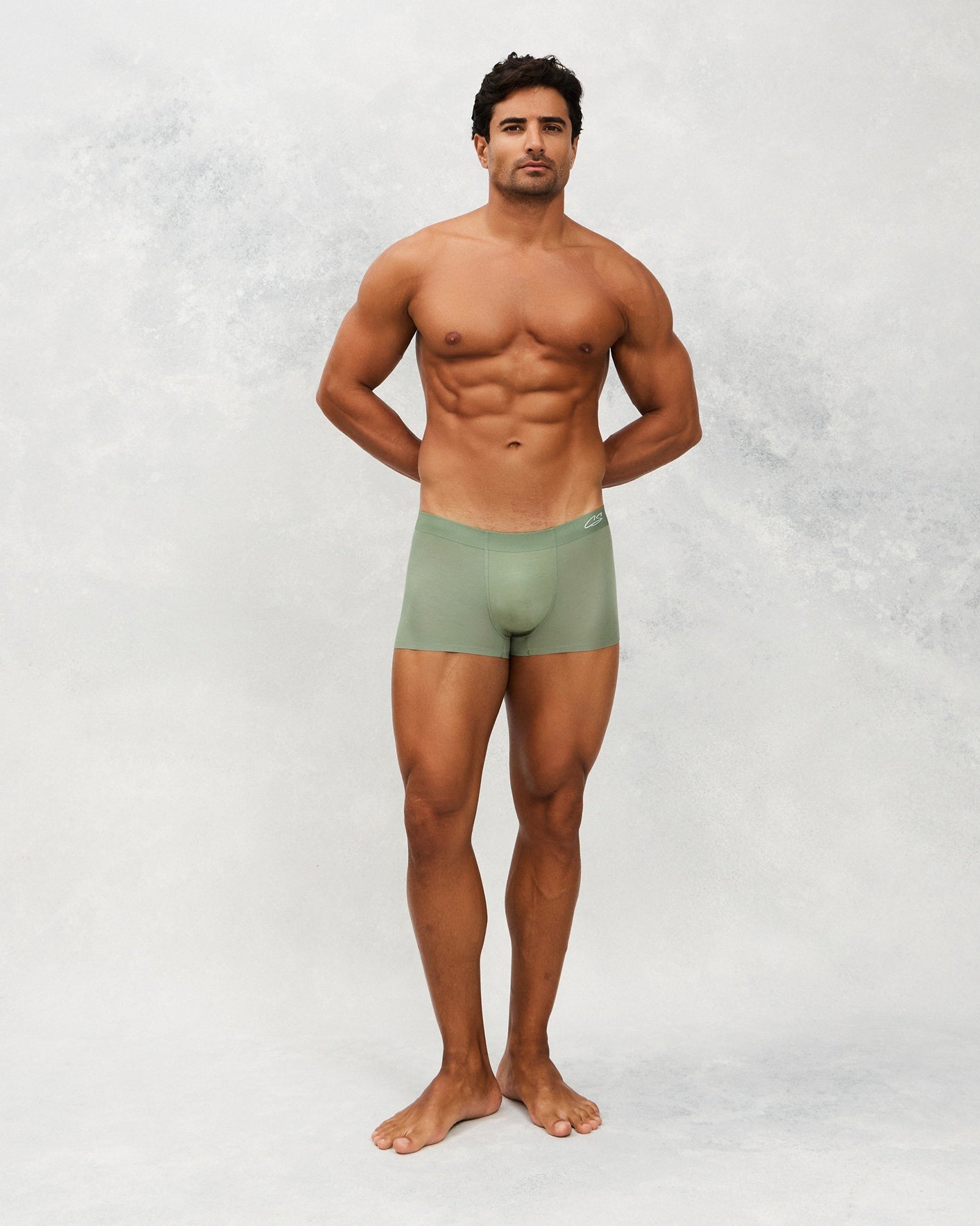 Front photo for a Model wearing Ultra Soft Modal Trunk in Green.