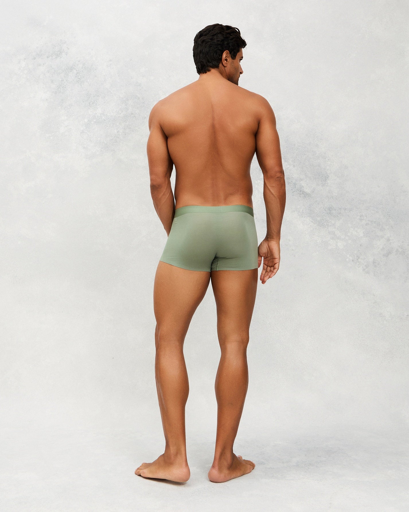 Back photo for a Model wearing Ultra Soft Modal Trunk in Green.