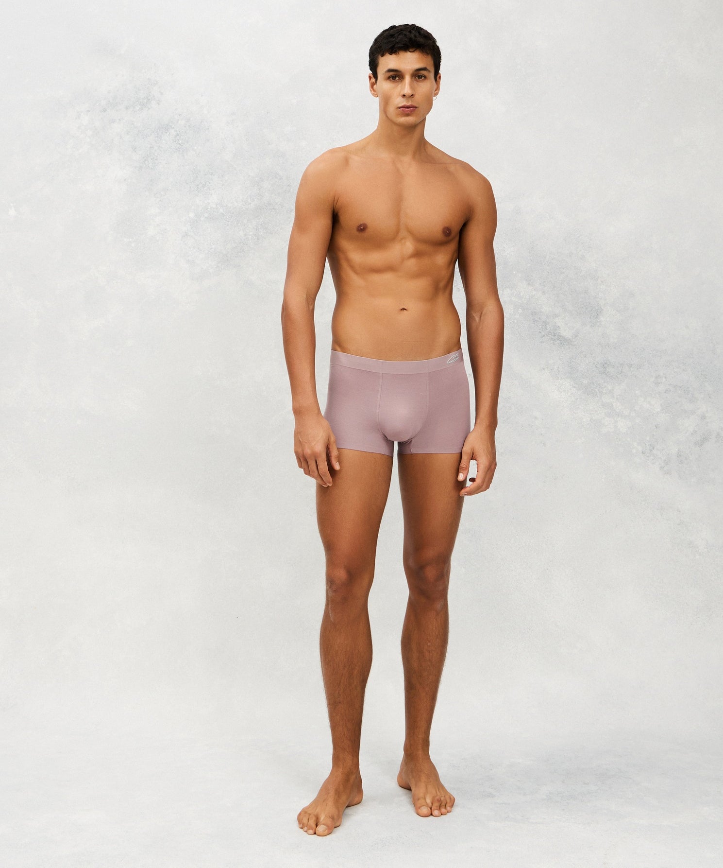 Front photo for a Model wearing Ultra Soft Modal Trunk in Raspberry.
