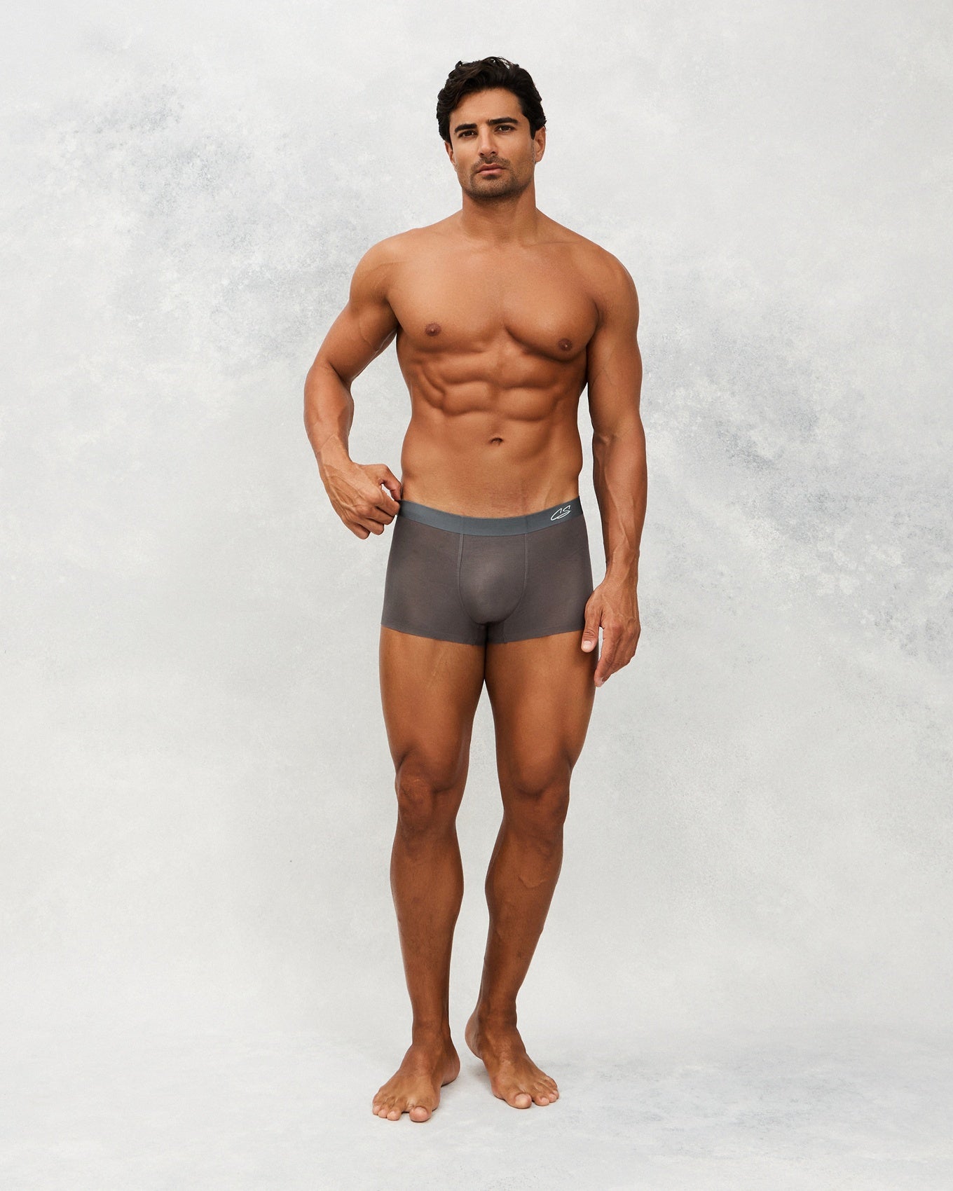 Front photo for a Model wearing Ultra Soft Modal Trunk in Dark Grey.