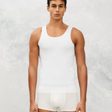 Front photo for a Model wearing Ice Tech Undershirt in white.
