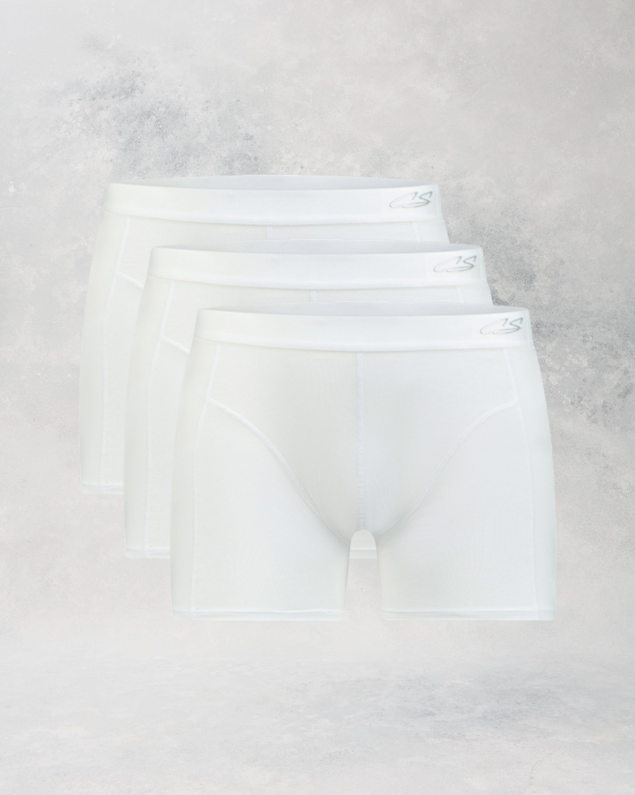 CottoSilk 3 Pack of Ultra Light Cotton Boxer Briefs in White.