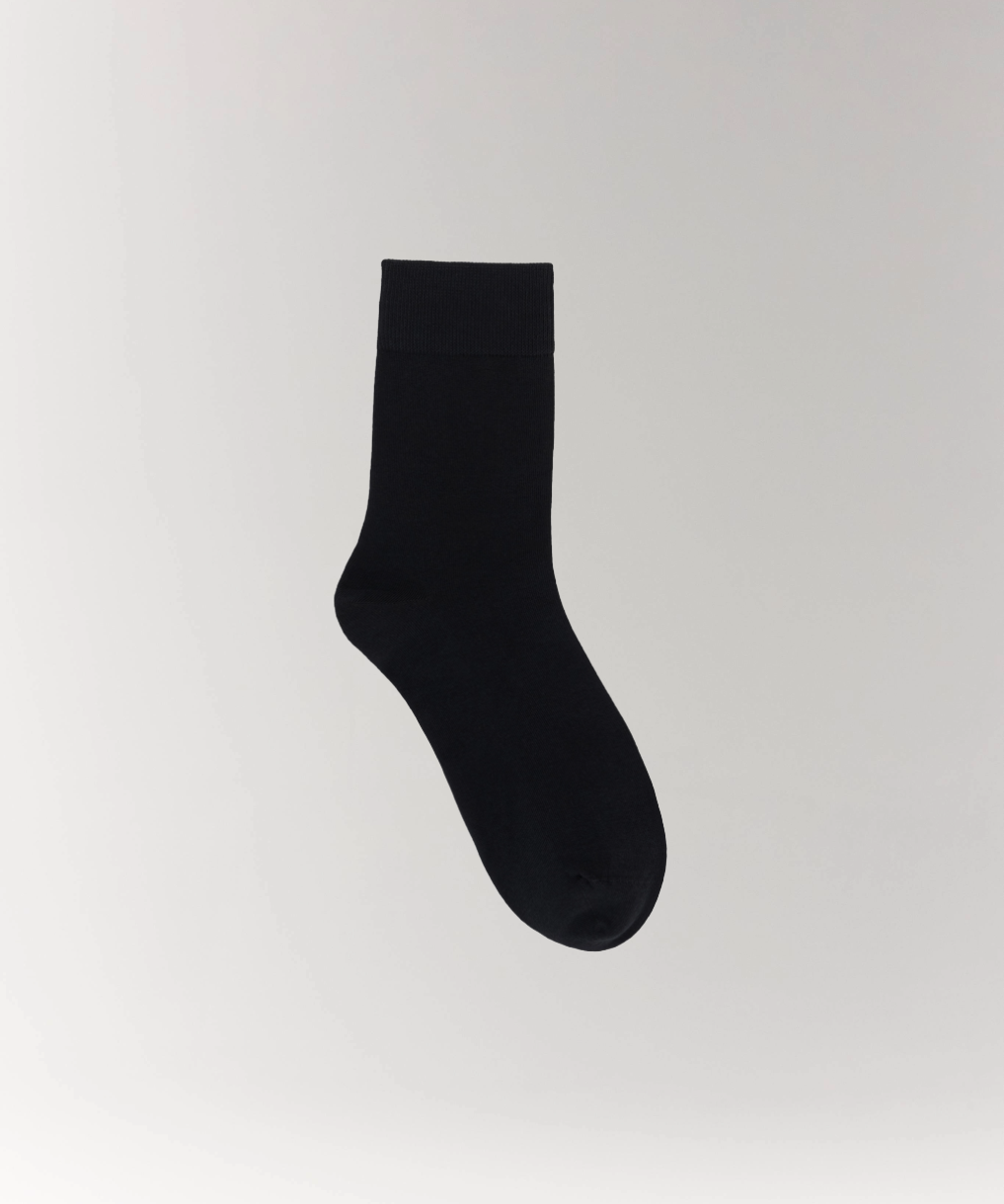 Cottosilk Cotton Crew Socks - Black