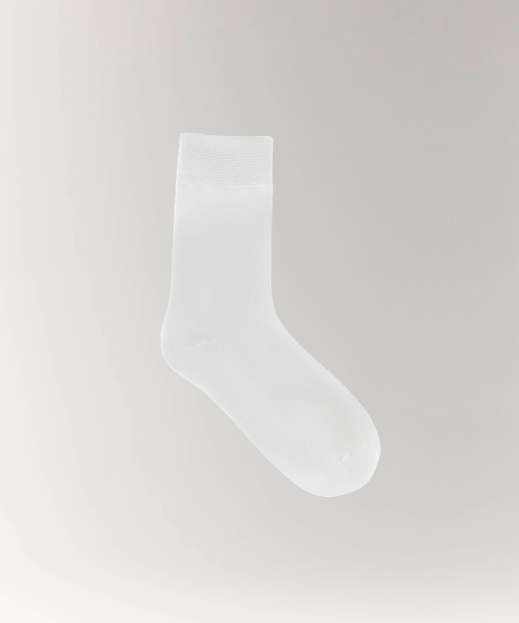 Cottosilk Cotton Crew Socks - White