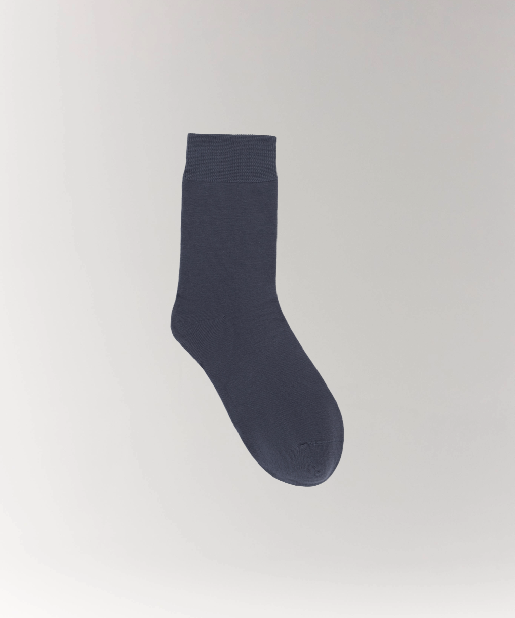 Cottosilk Cotton Crew Socks - Blue