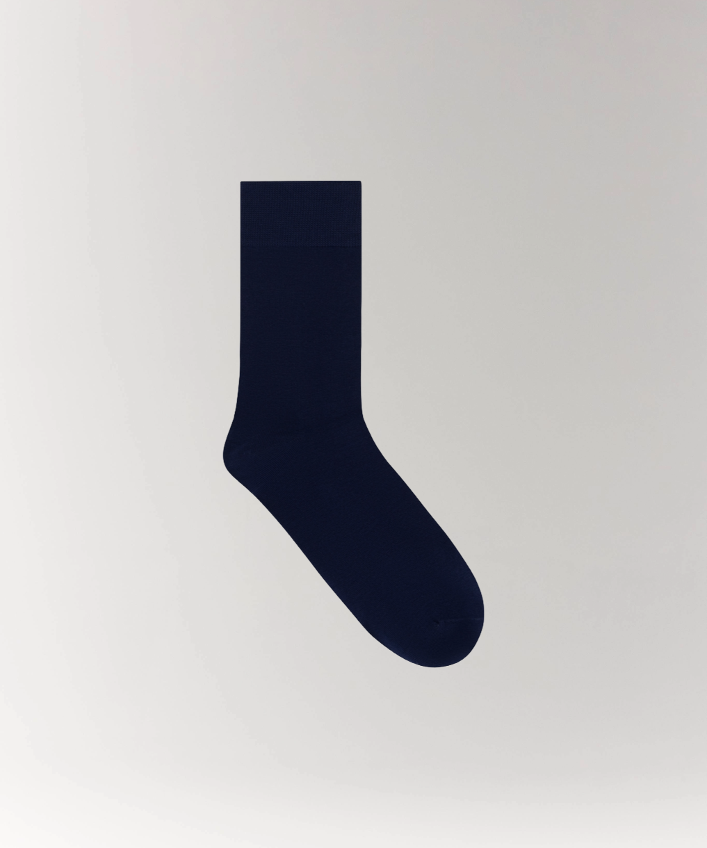 Cottosilk Cotton Crew Socks - Navy