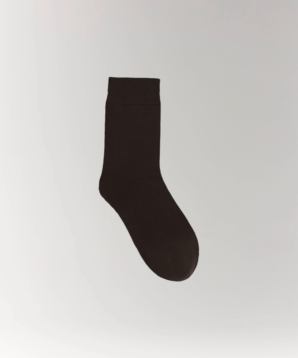 Cottosilk Cotton Crew Socks - Brown
