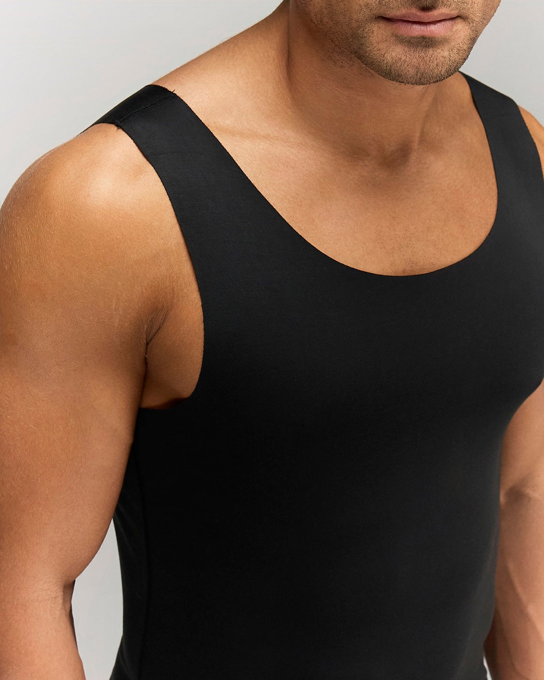 Detailed photo for a Model wearing Luxury Soft Modal Undershirt with V-neck in Black