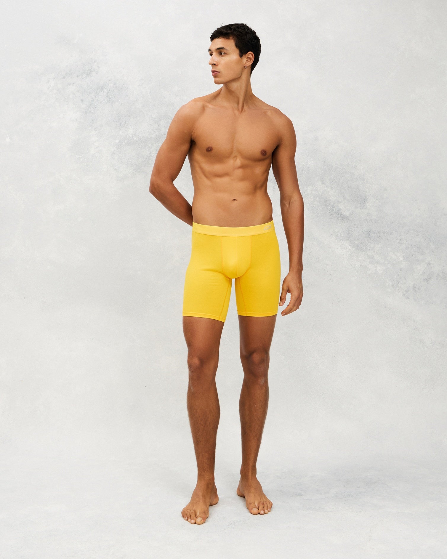 Long Boxer Brief in Yellow – CottoSilk premium men’s underwear with extended leg design, made from breathable cotton blend for all-day support and comfort.