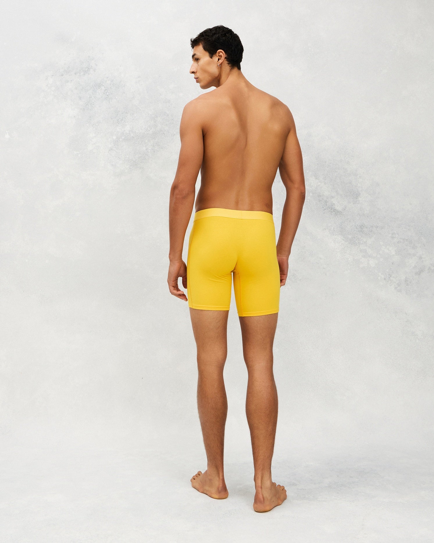Long Boxer Brief in Yellow – CottoSilk premium men’s underwear with extended leg design, made from breathable cotton blend for all-day support and comfort.