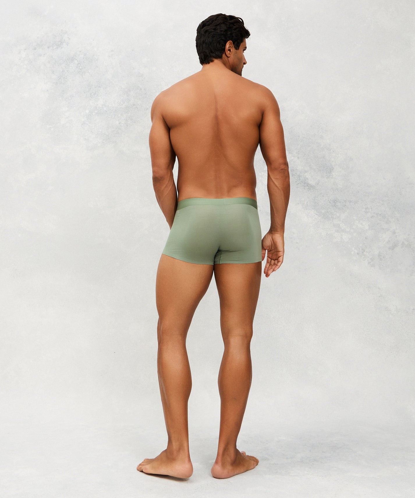 Back photo for a Model wearing Ultra Soft Modal Trunk in Green.