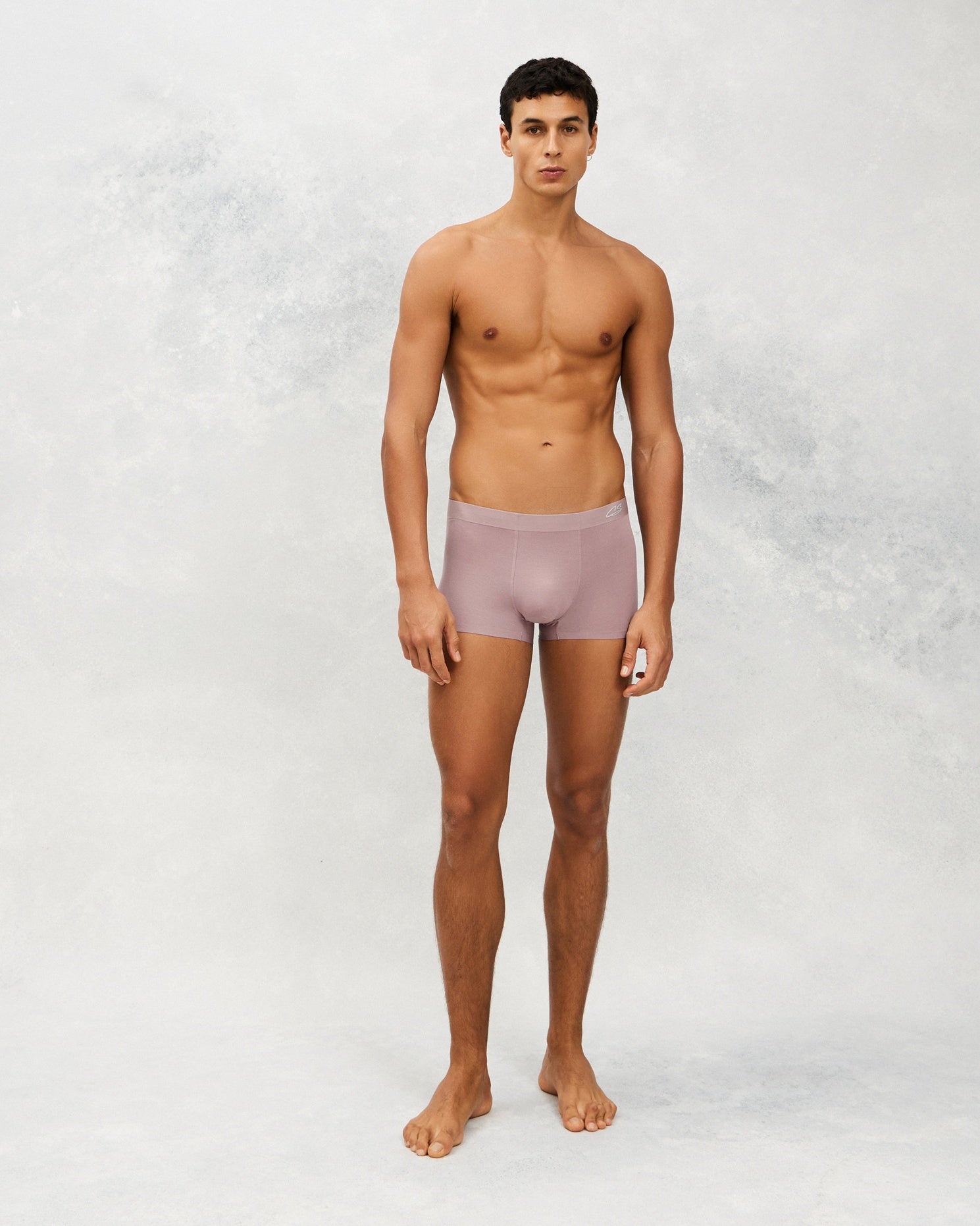 Front photo for a Model wearing Ultra Soft Modal Trunk in Raspberry.