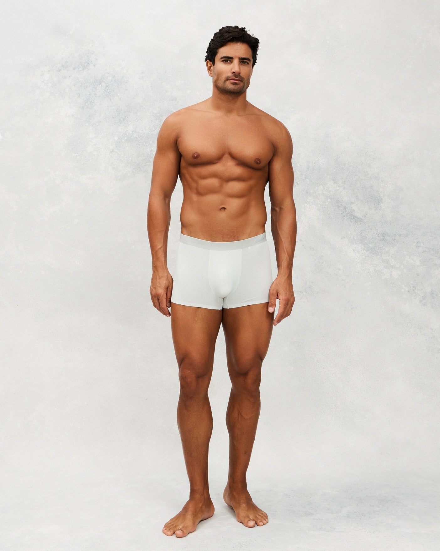 Front photo for a Model wearing Airflow Ice Trunk in light grey.