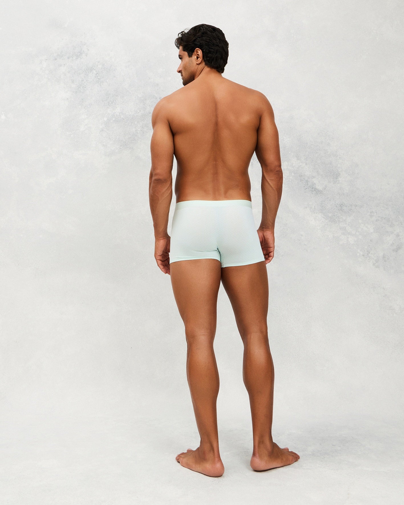 Back photo for a Model wearing Airflow Ice Trunk in Light Green.
