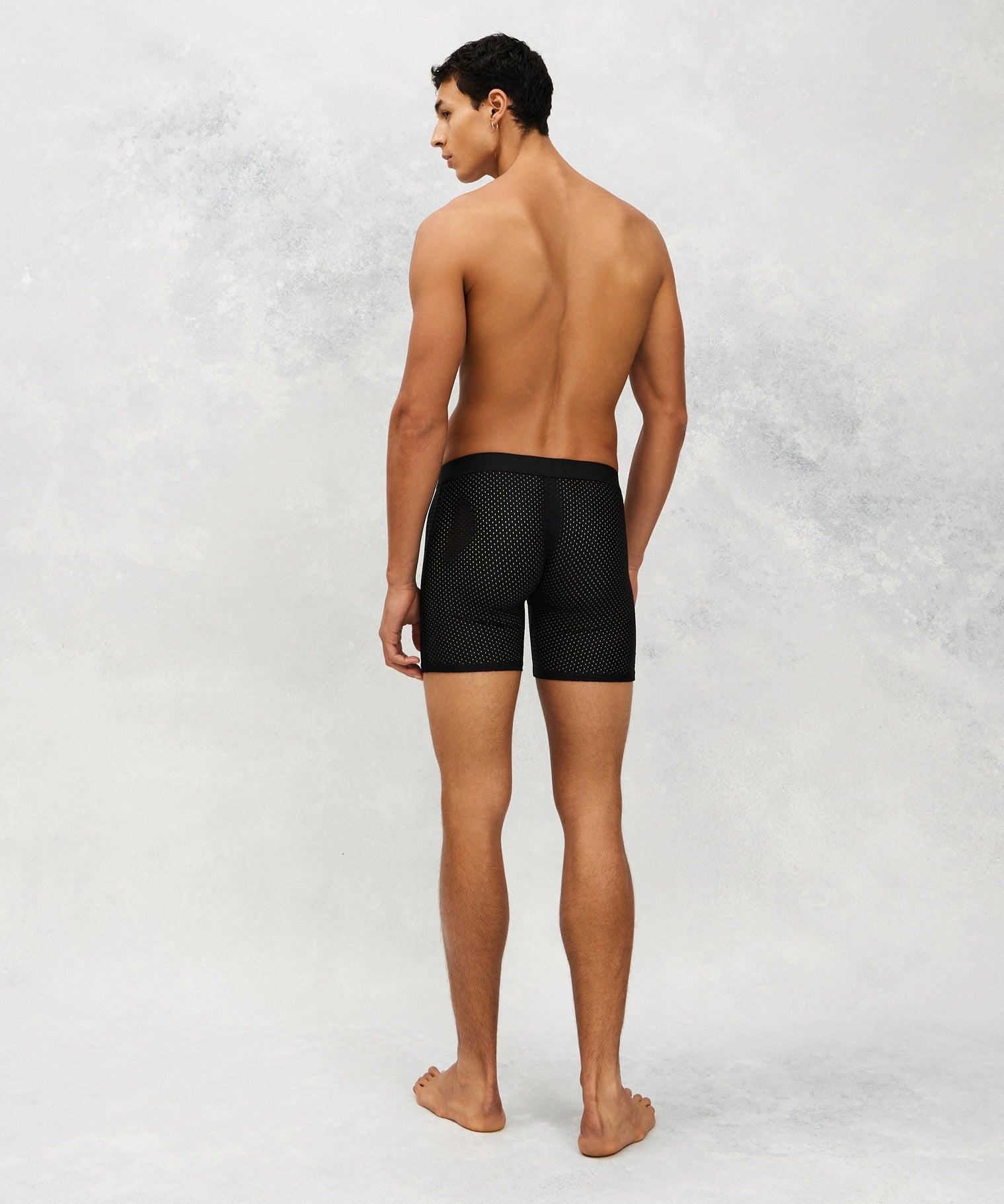 Back photo for a Model wearing Airtech Ice Boxer Brief in black.