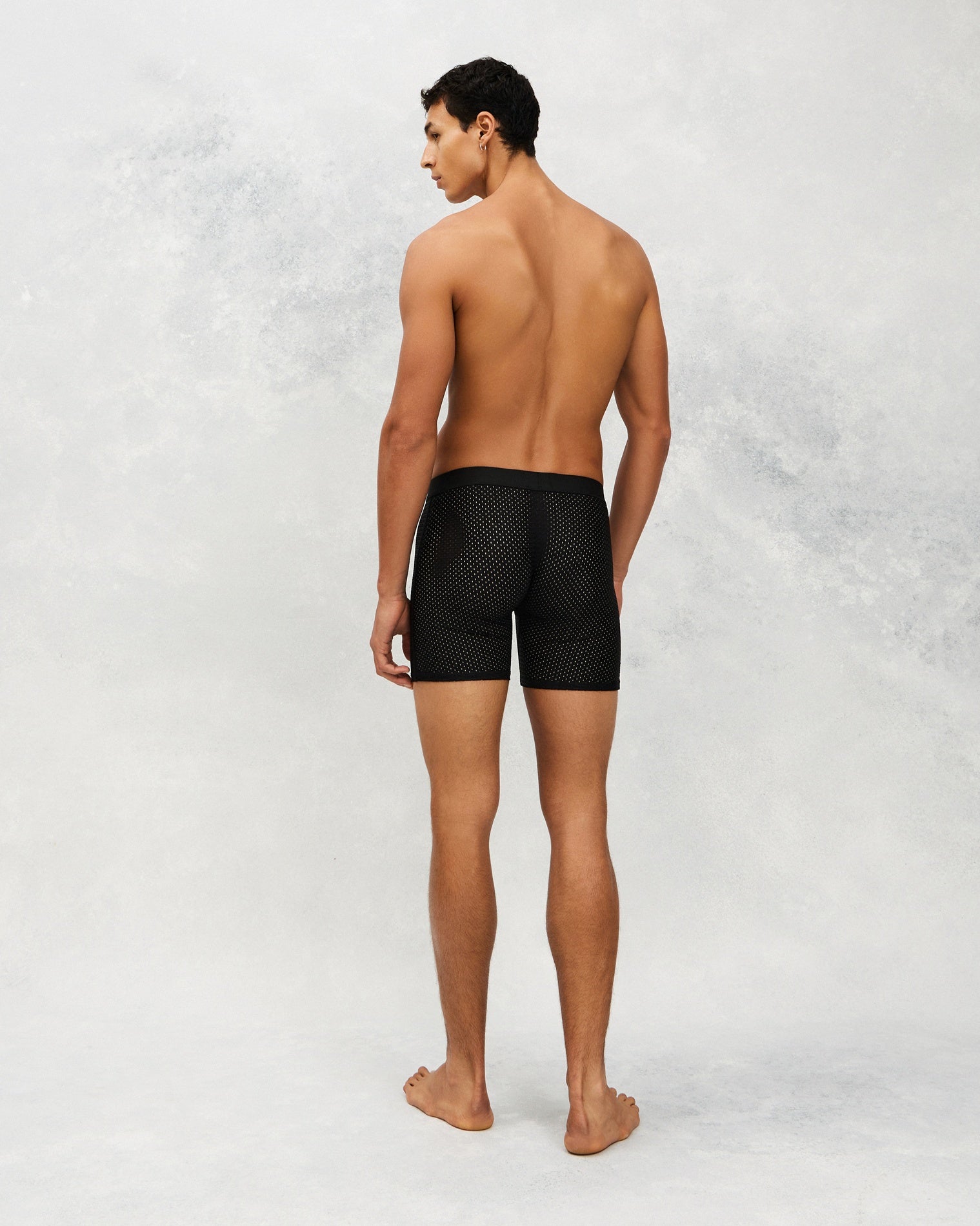 Back photo for a Model wearing Airtech Ice Boxer Brief in black.