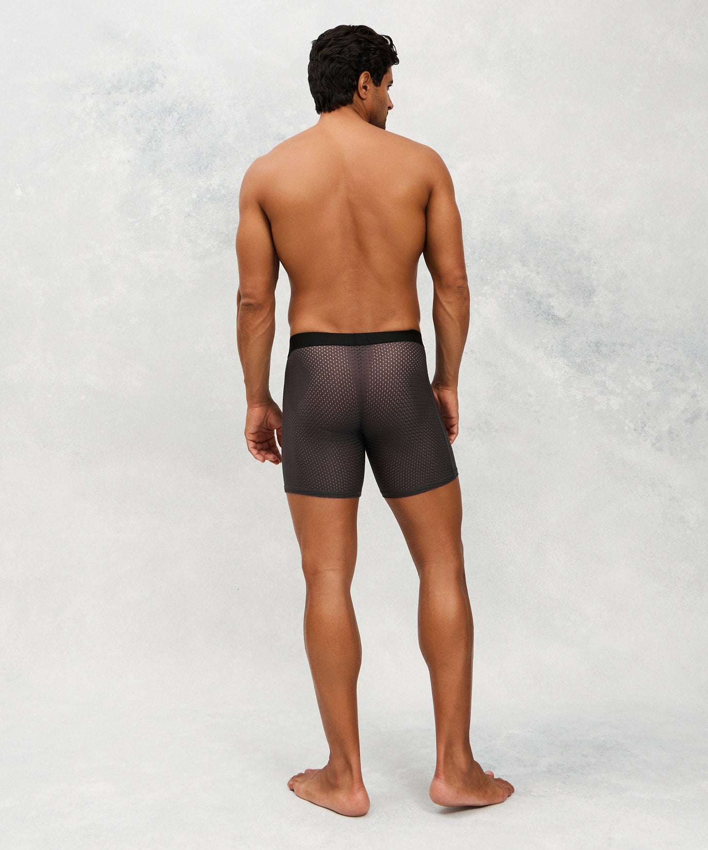 Back photo for a Model wearing Airtech Ice Boxer Brief in grey.