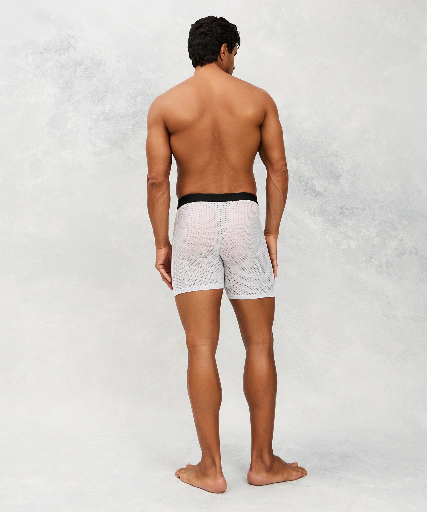 Back photo for a Model wearing Airtech Ice Boxer Brief in white.