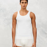 Front photo for a Model wearing Ice Tech Undershirt in white.