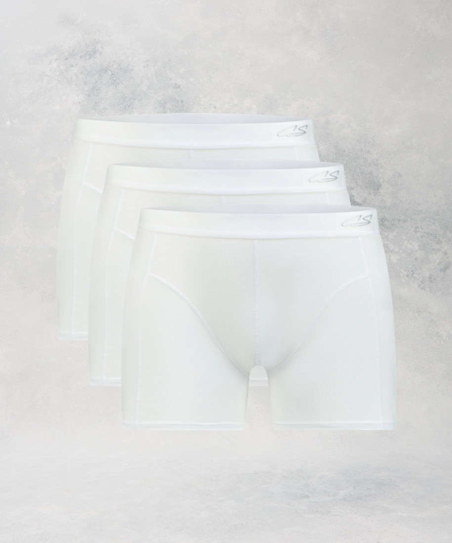 CottoSilk 3 Pack of Ultra Light Cotton Boxer Briefs in White.